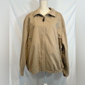 Roundtree & Yorke Beige Harrington Jacket Men’s Flannel Lined XL Chore Barn Coat